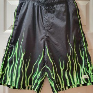 Nike Black and Green Swim Trunks